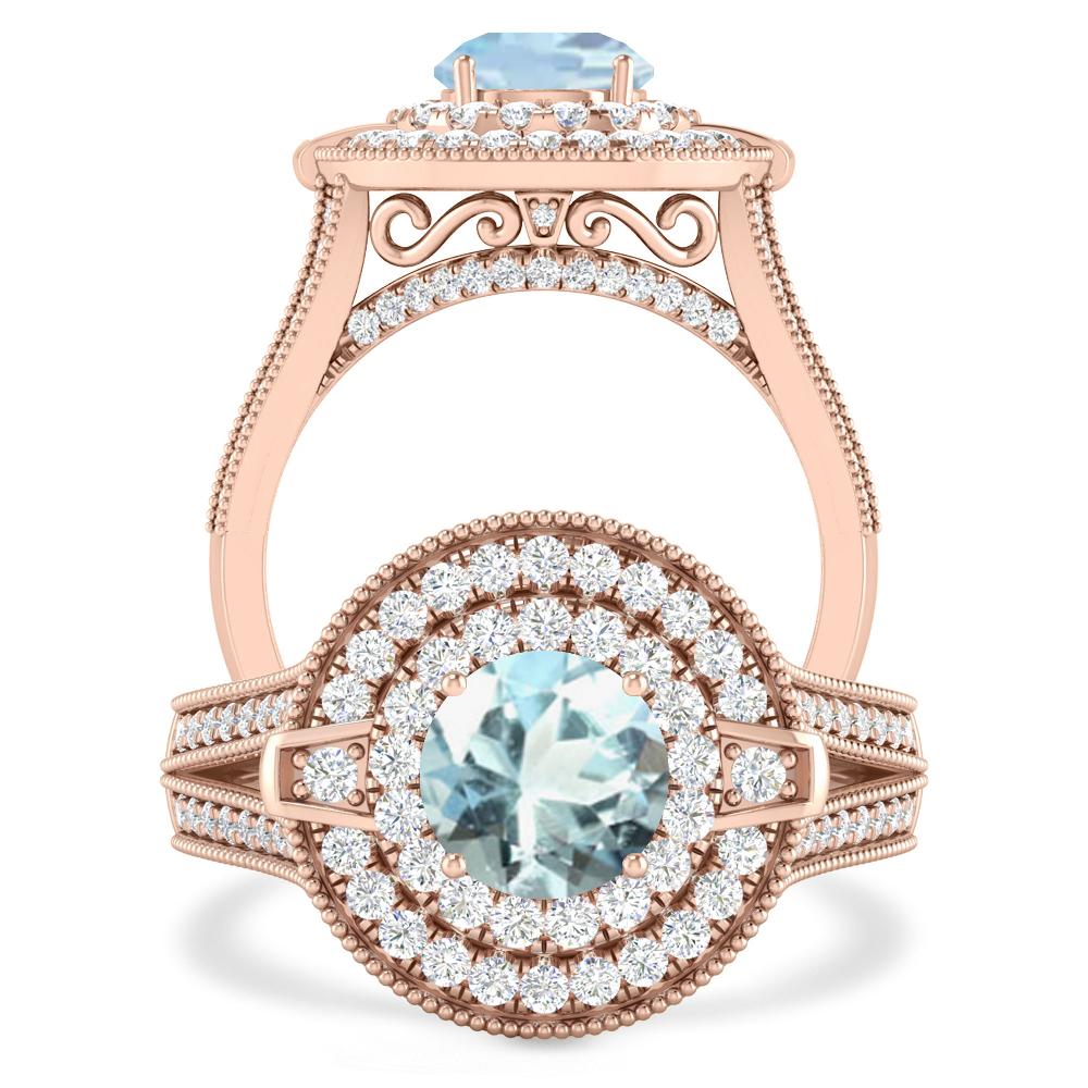 Rose Gold - Aquamarine