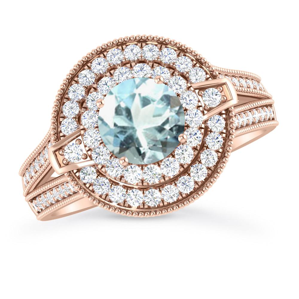 Rose Gold - Aquamarine