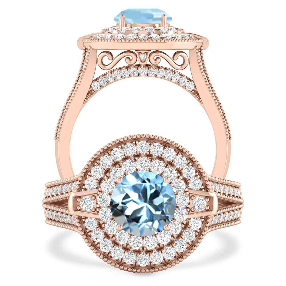 Rose Gold - Aquamarine