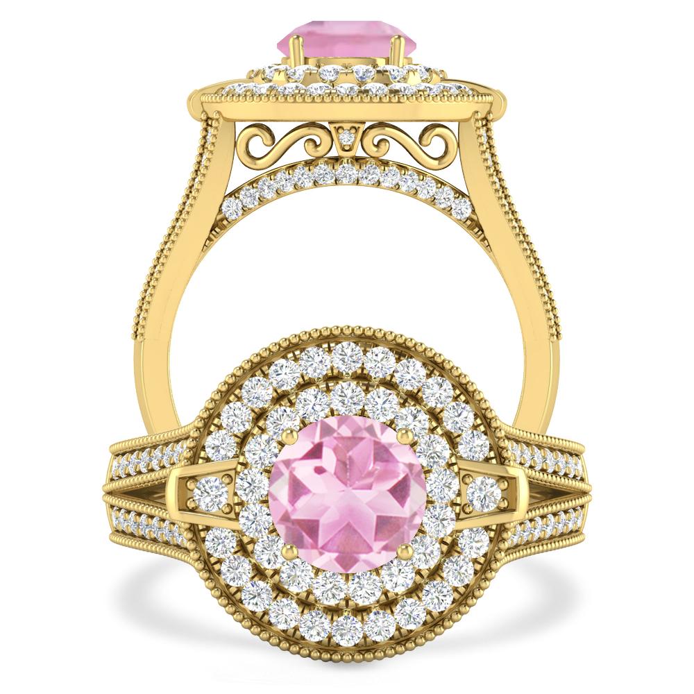 Yellow Gold - Pink Tourmaline