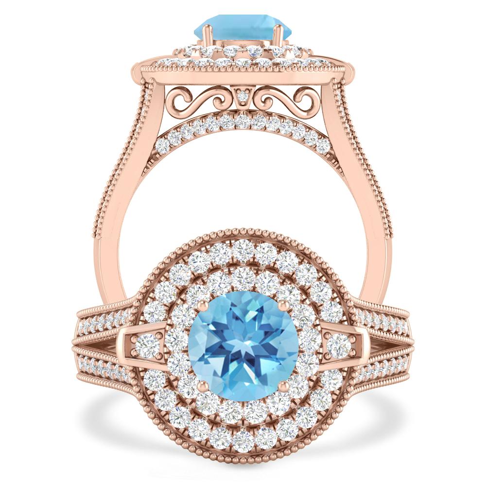 Rose Gold - Blue Topaz