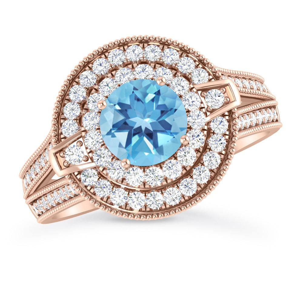 Rose Gold - Blue Topaz