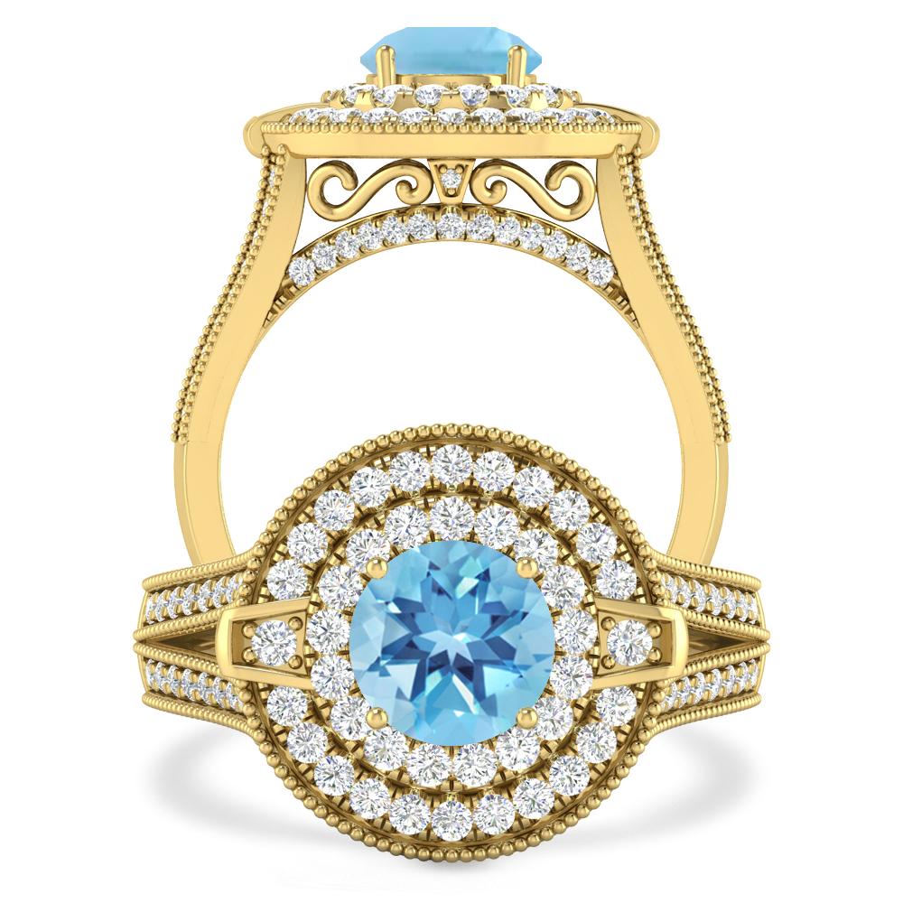 Yellow Gold - Blue Topaz