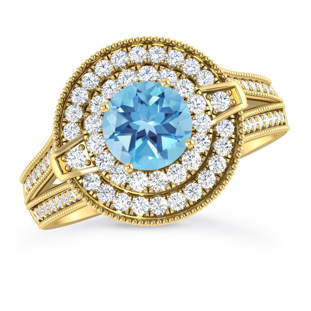 Yellow Gold - Blue Topaz