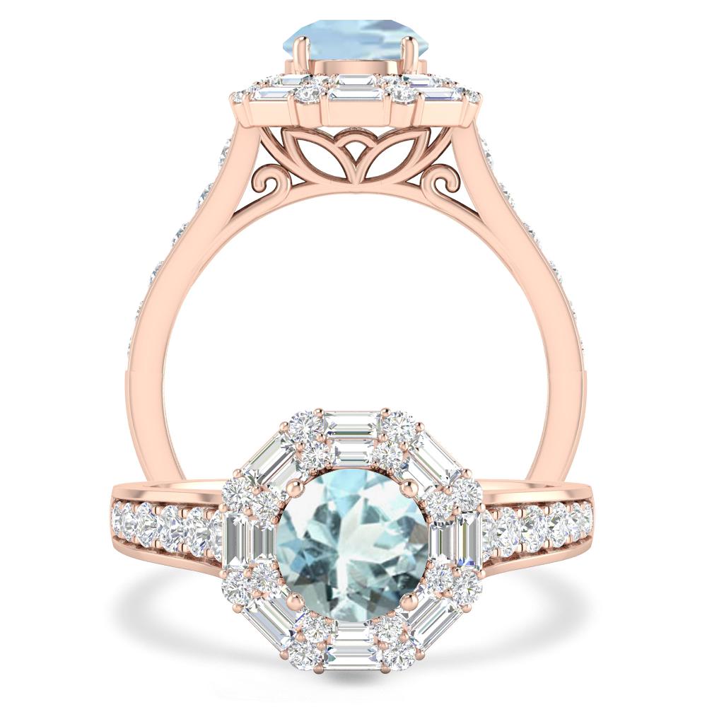 Rose Gold - Aquamarine
