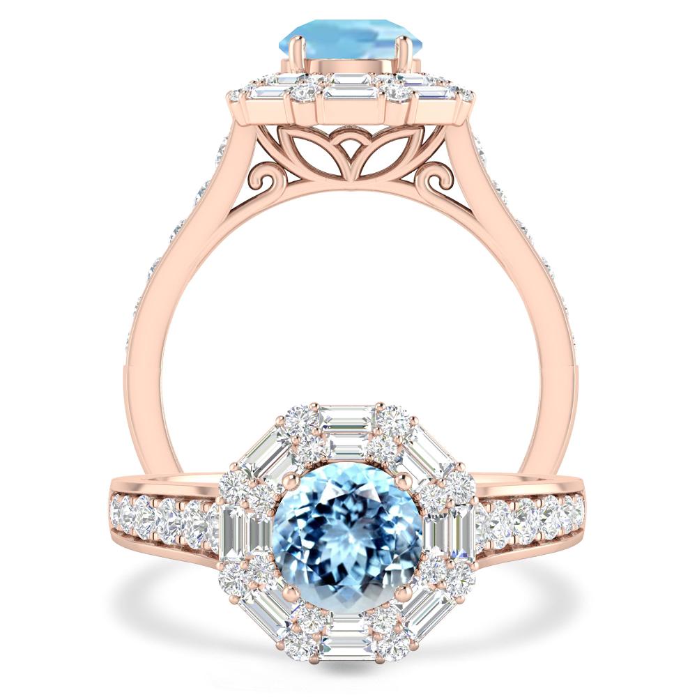 Rose Gold - Aquamarine