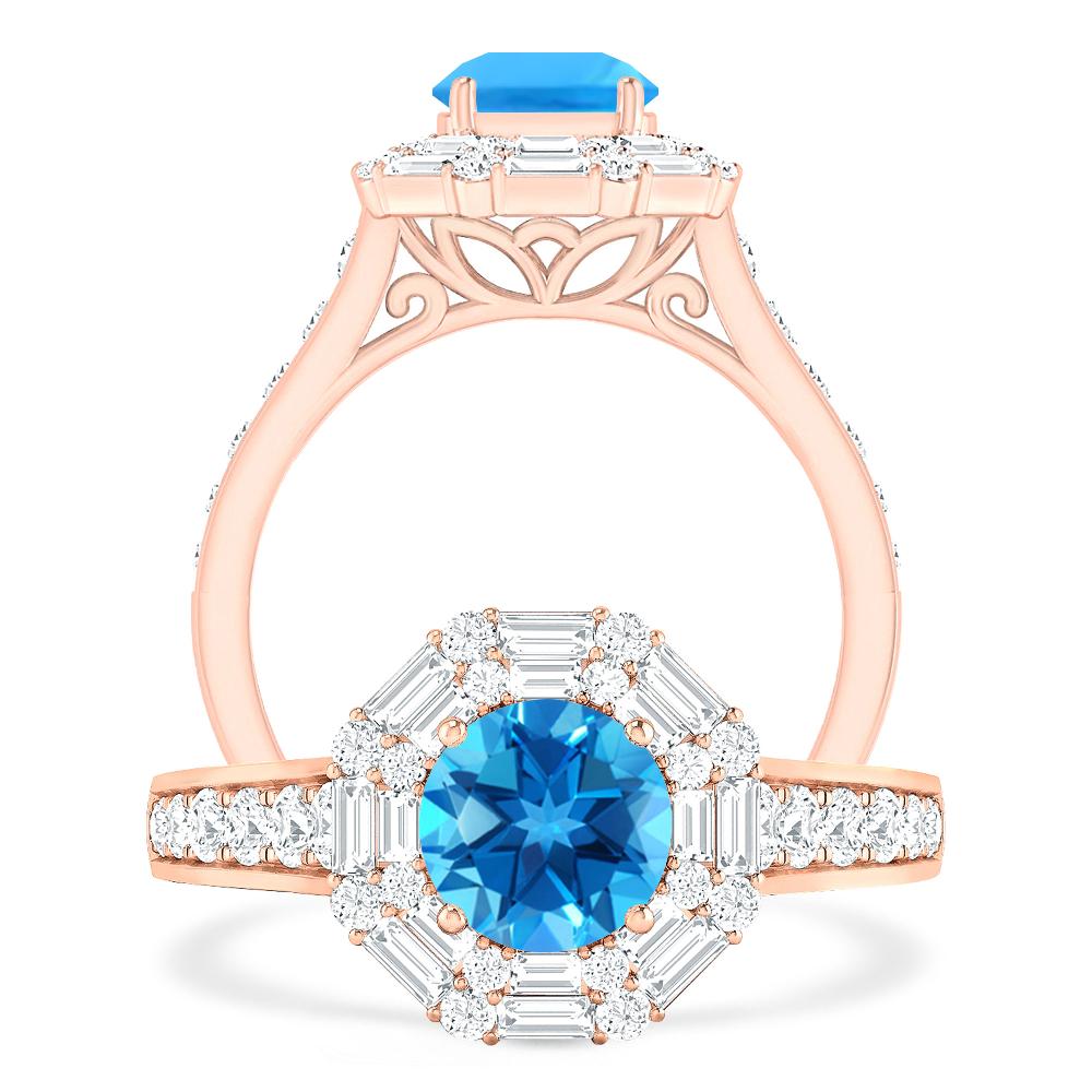 Rose Gold - Blue Topaz