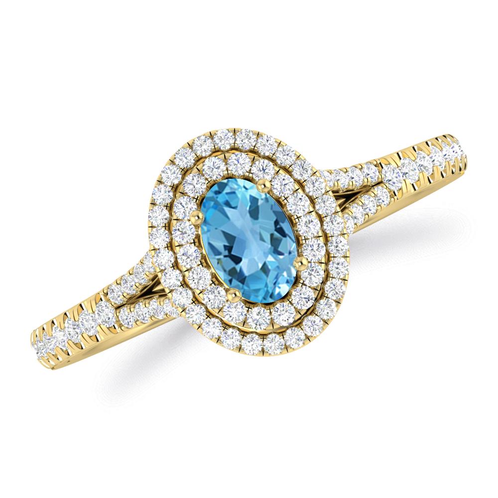 Yellow Gold - Blue Topaz