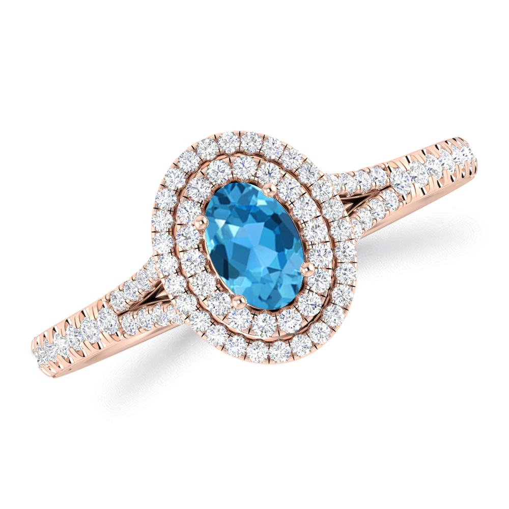 Rose Gold - Blue Topaz