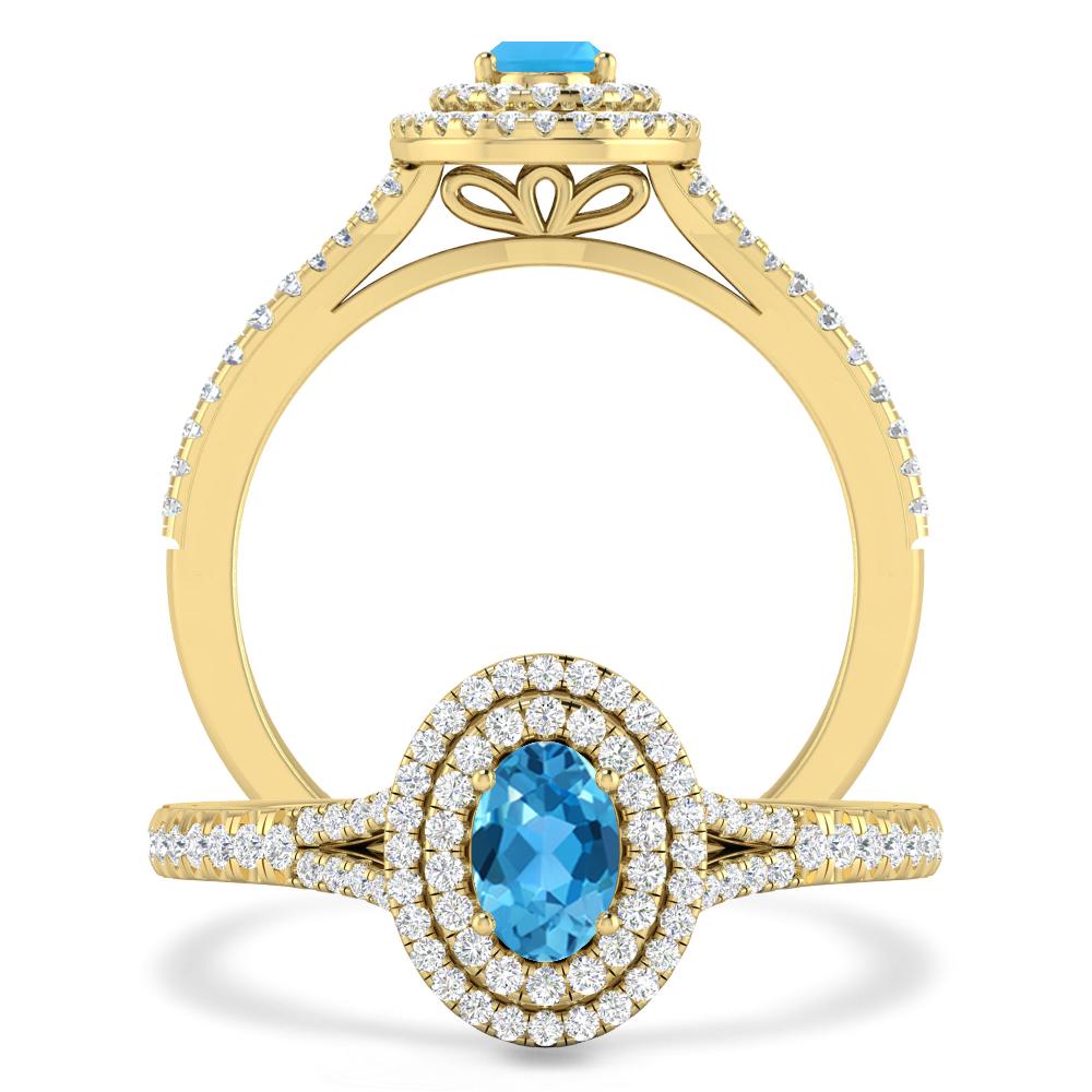 Yellow Gold - Blue Topaz