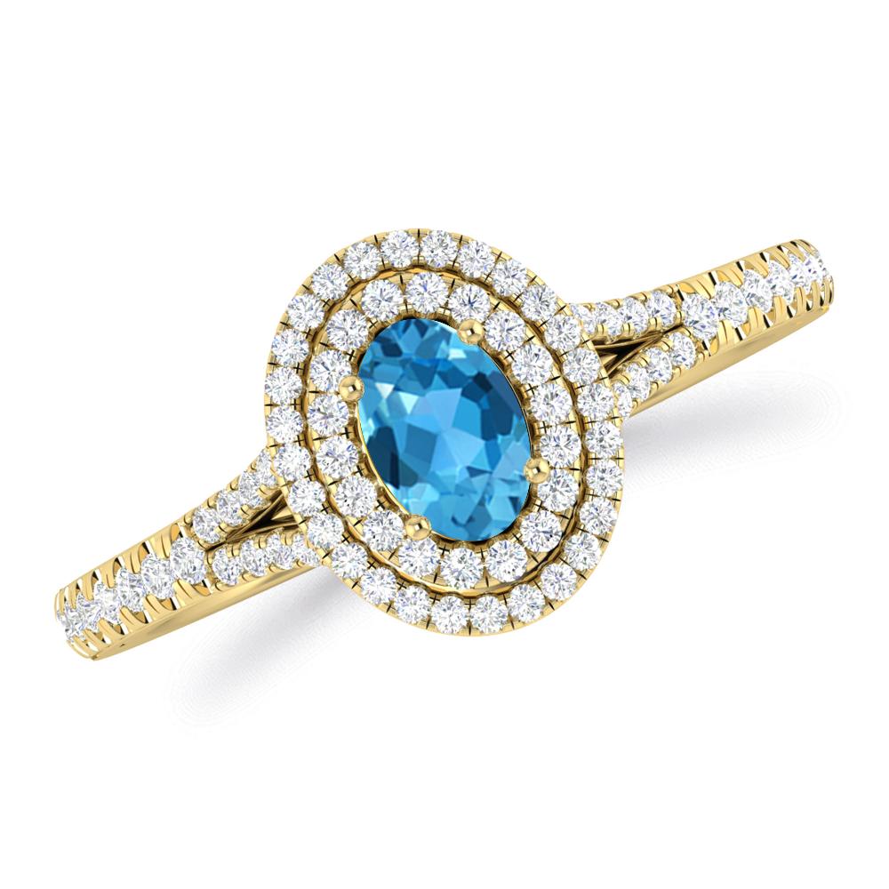 Yellow Gold - Blue Topaz