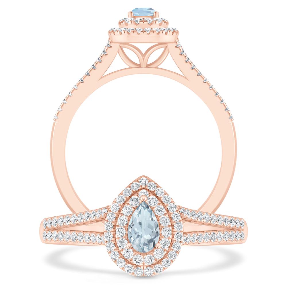 Rose Gold - Aquamarine