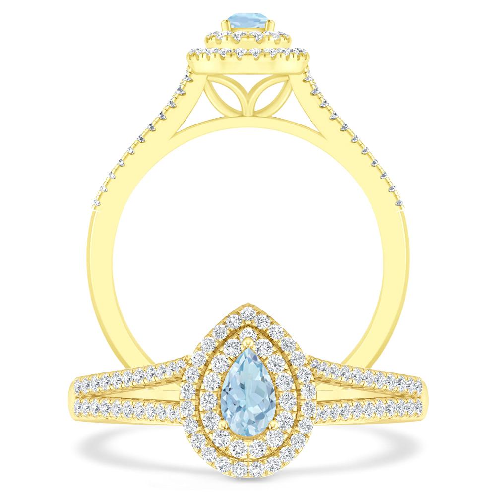 Yellow Gold - Aquamarine