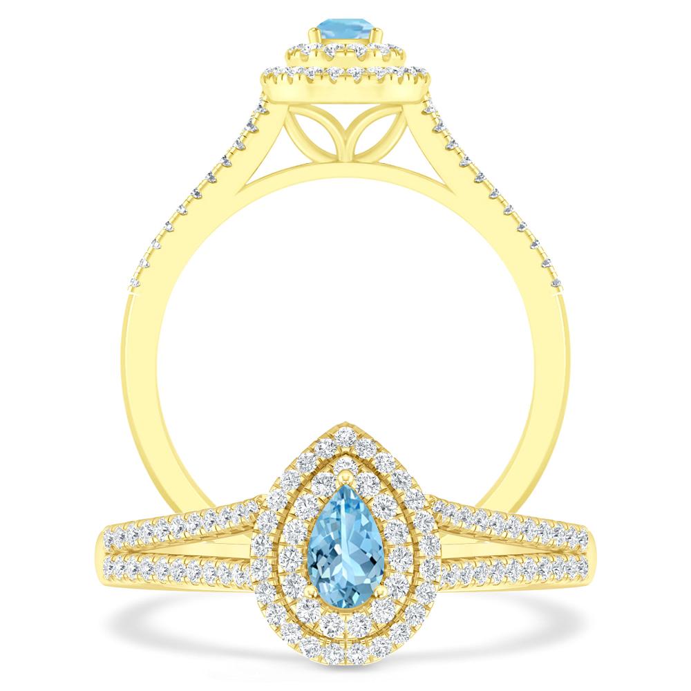 Yellow Gold - Aquamarine