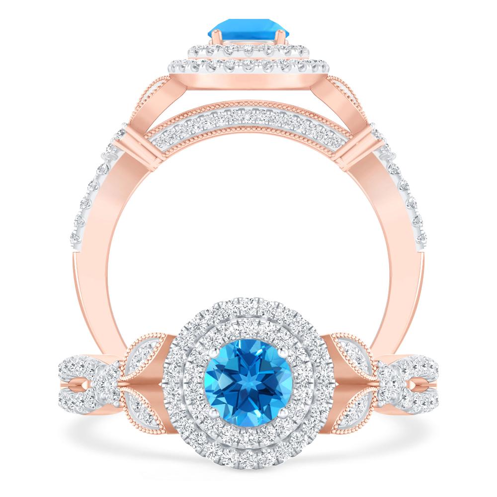 Rose Gold - Blue Topaz
