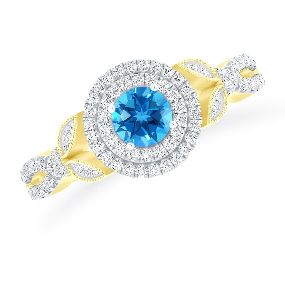 Yellow Gold - Blue Topaz