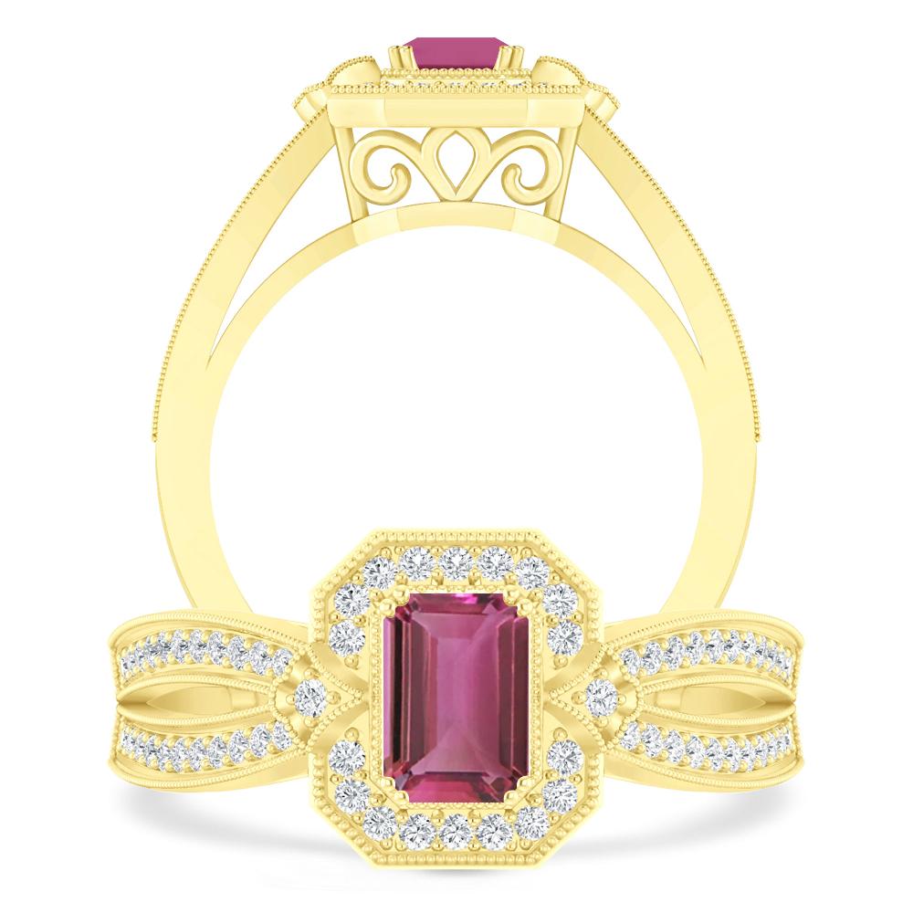 Yellow Gold - Pink Tourmaline