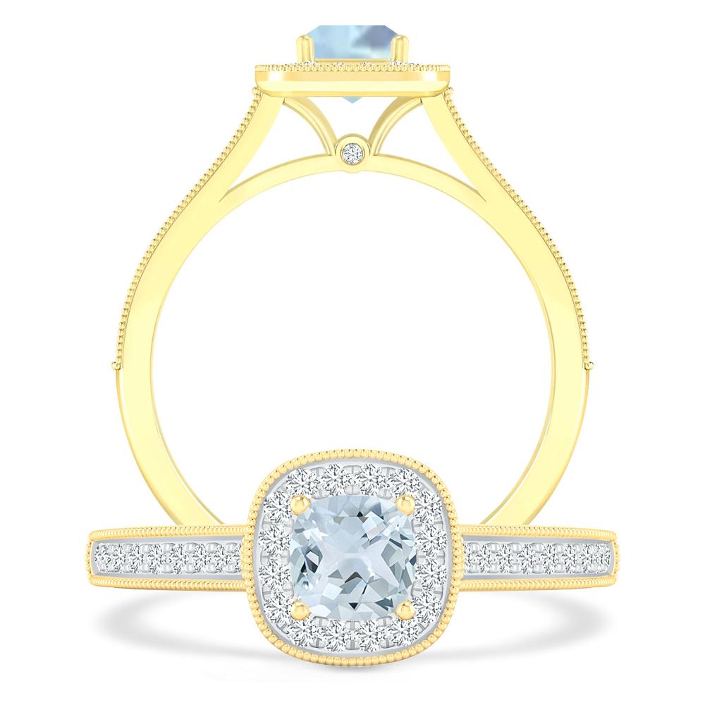 Yellow Gold - Aquamarine