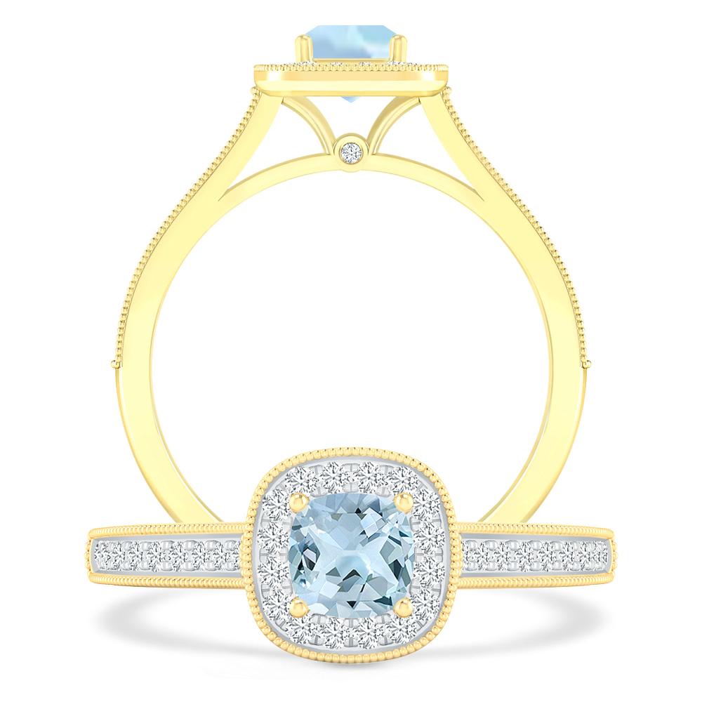 Yellow Gold - Aquamarine