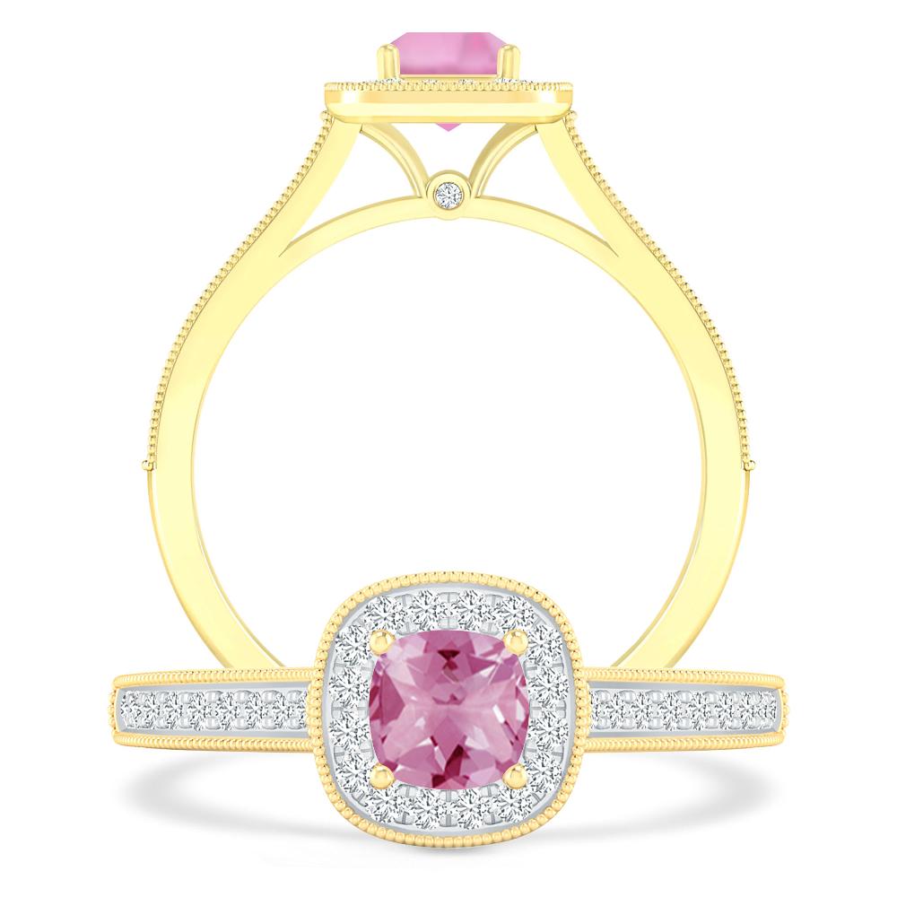 Yellow Gold - Pink Tourmaline