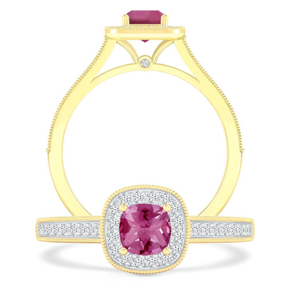 Yellow Gold - Pink Tourmaline
