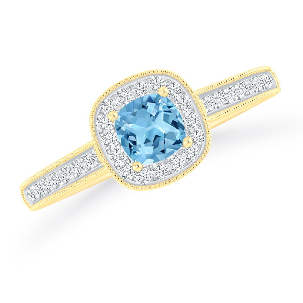 Yellow Gold - Blue Topaz