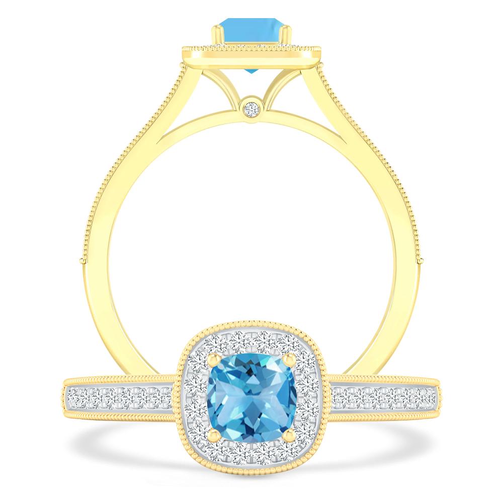 Yellow Gold - Blue Topaz