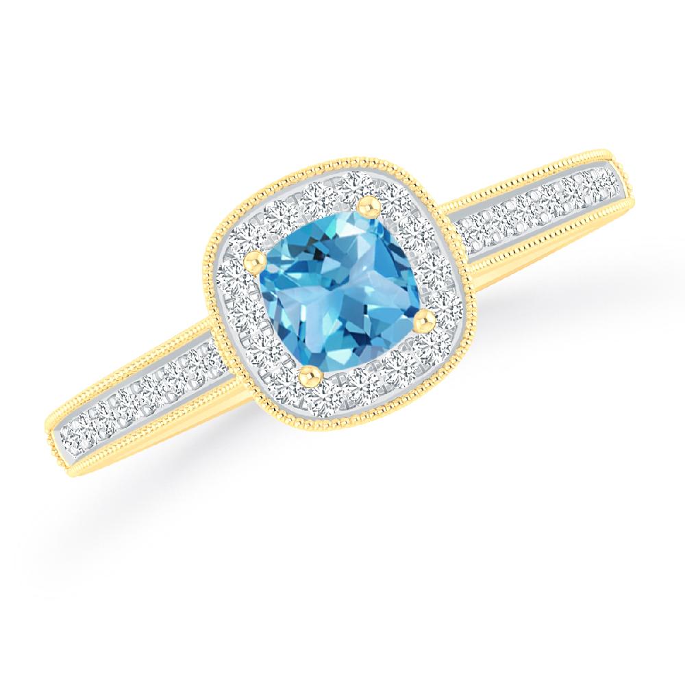 Yellow Gold - Blue Topaz