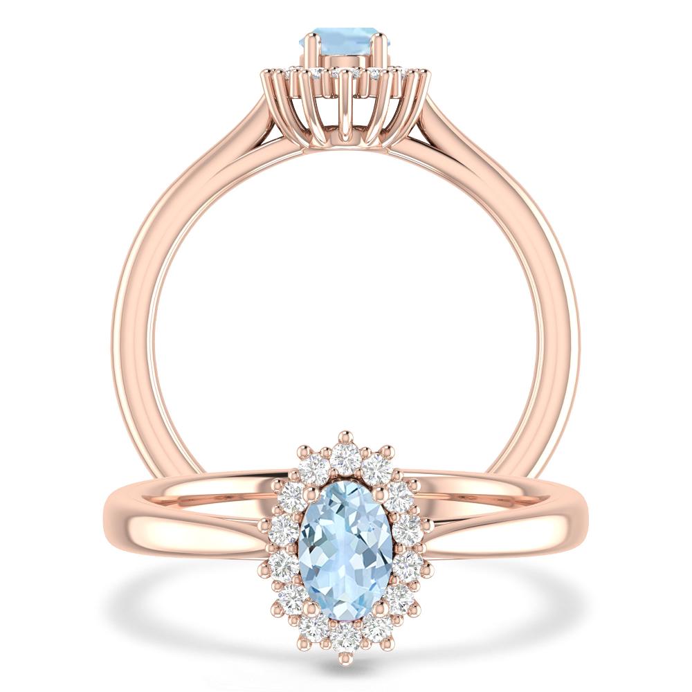 Rose Gold - Aquamarine