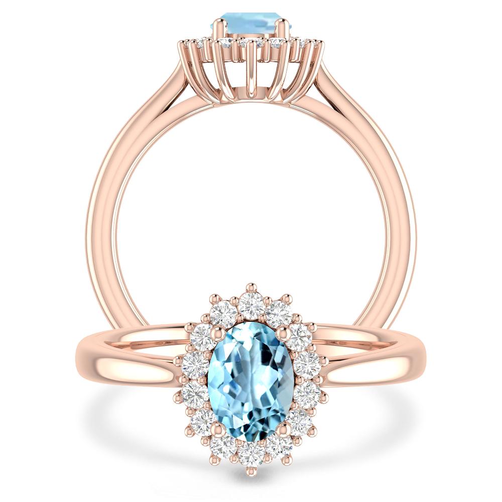 Rose Gold - Aquamarine