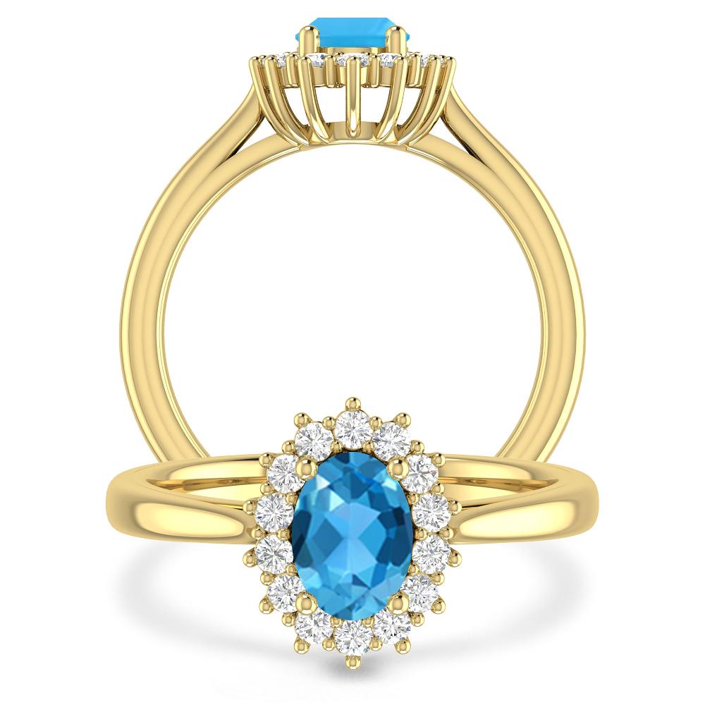 Yellow Gold - Blue Topaz