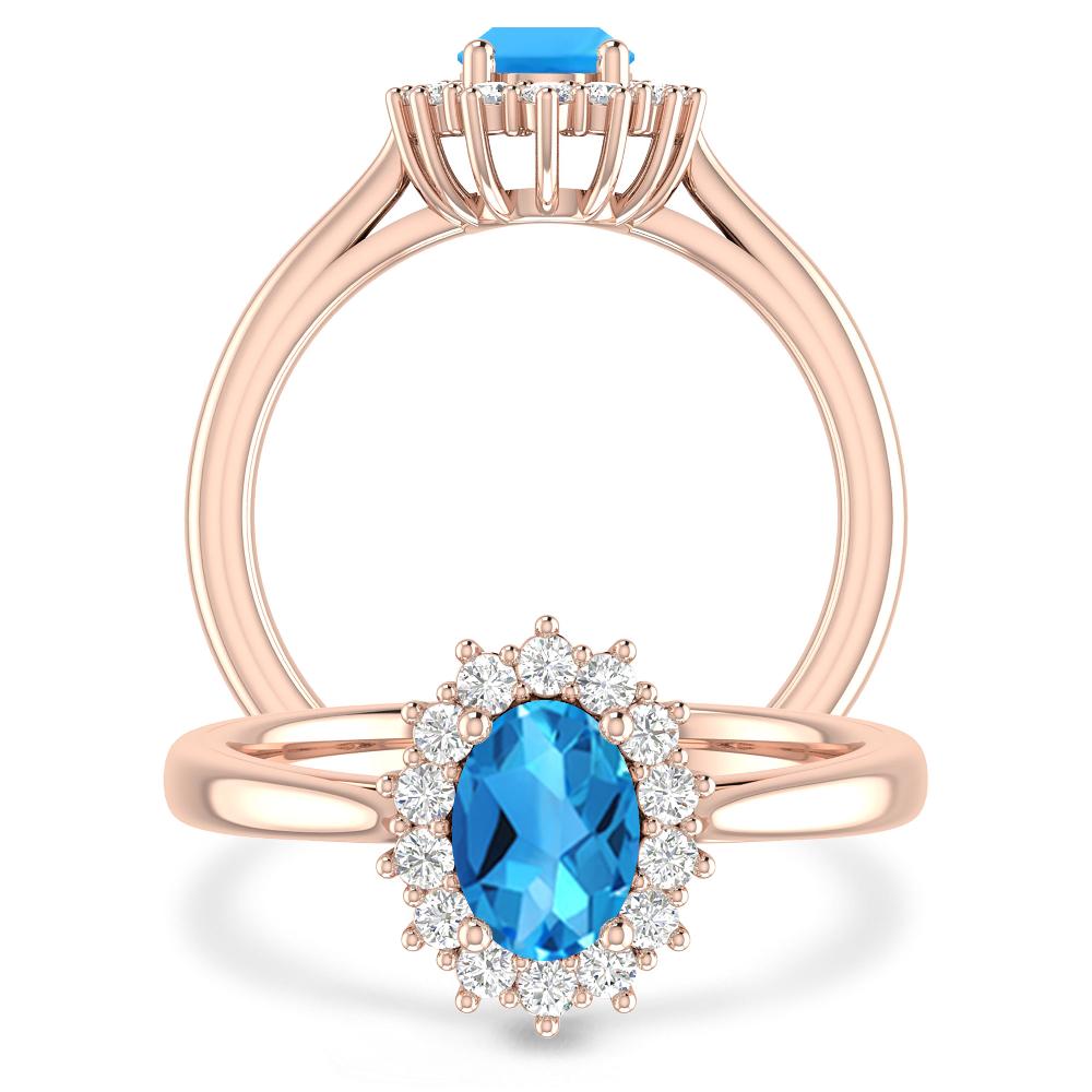 Rose Gold - Blue Topaz