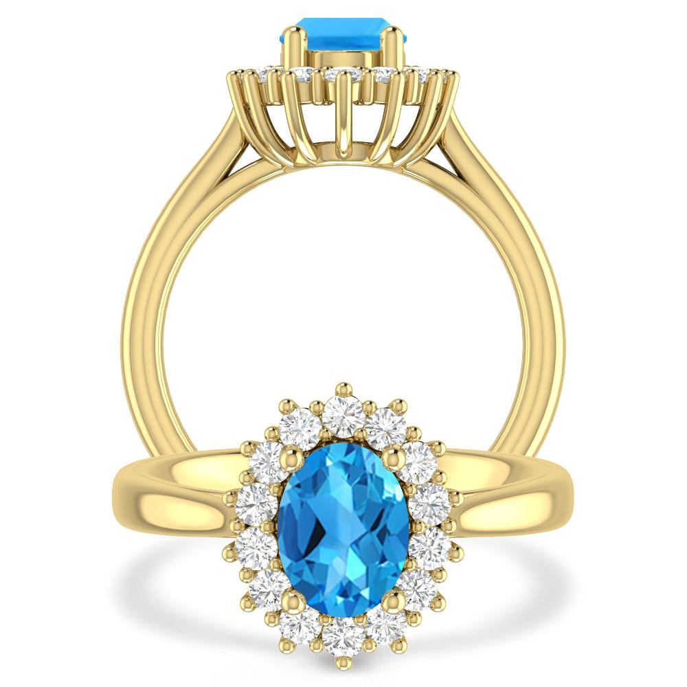 Yellow Gold - Blue Topaz