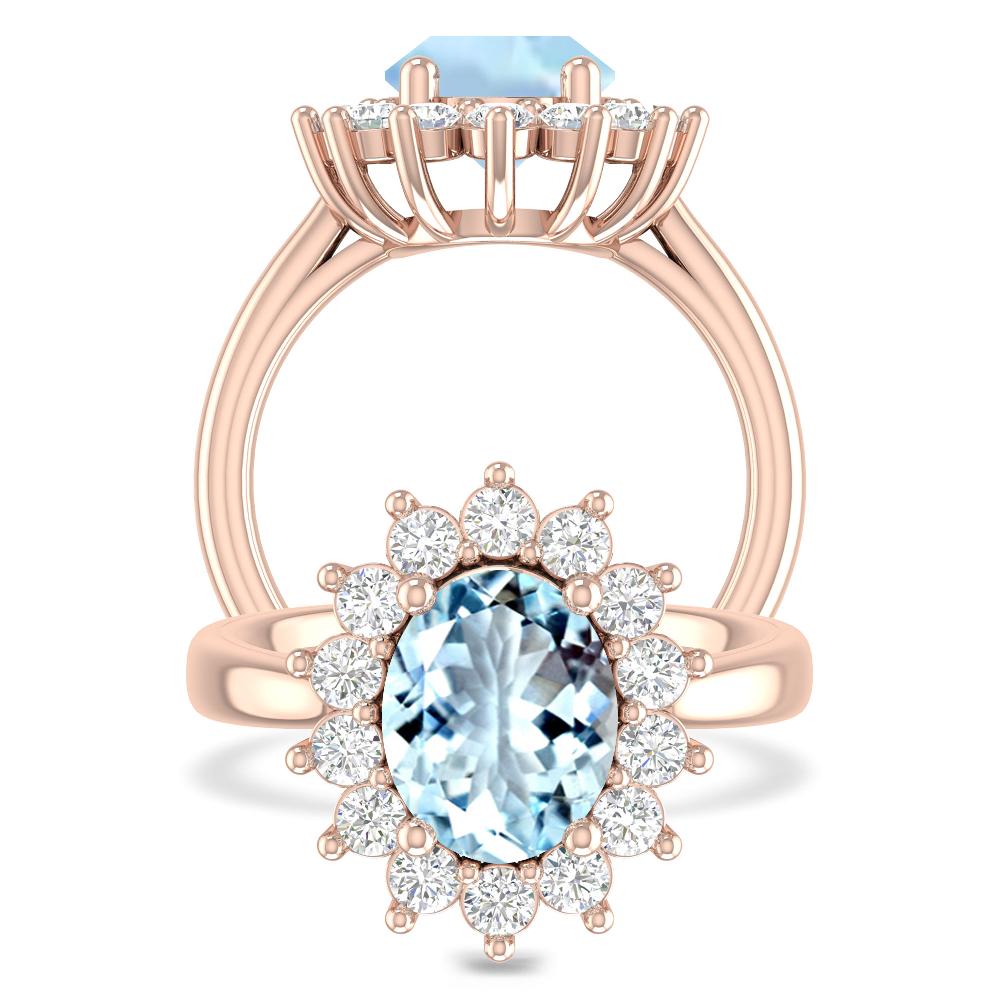 Rose Gold - Aquamarine