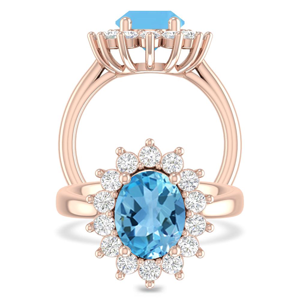 Rose Gold - Blue Topaz