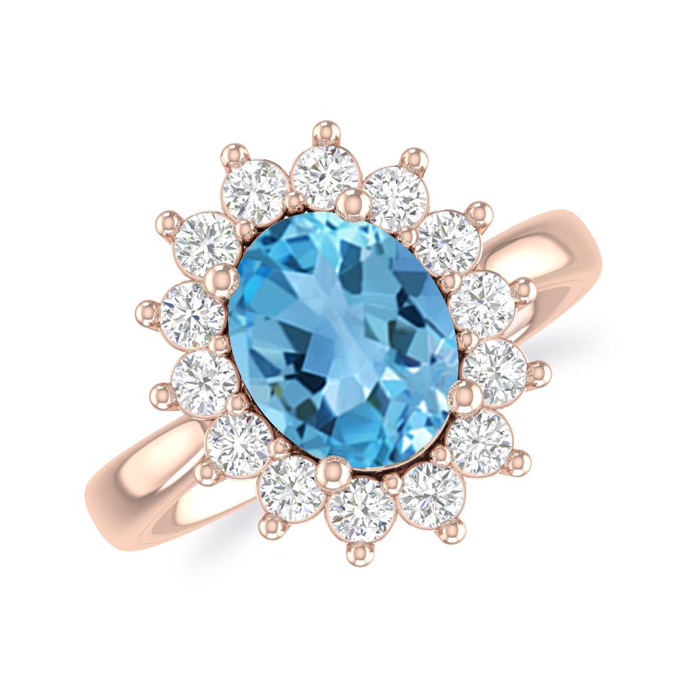 Rose Gold - Blue Topaz