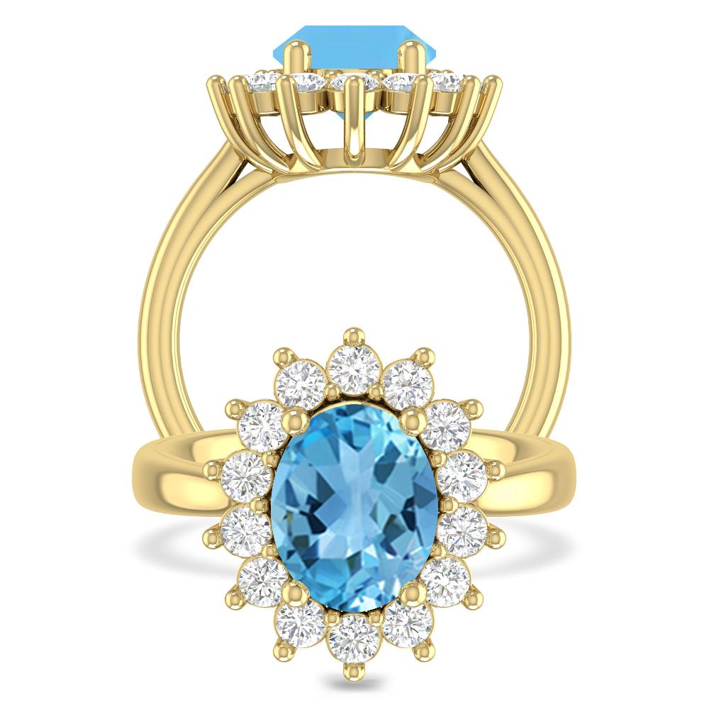 Yellow Gold - Blue Topaz