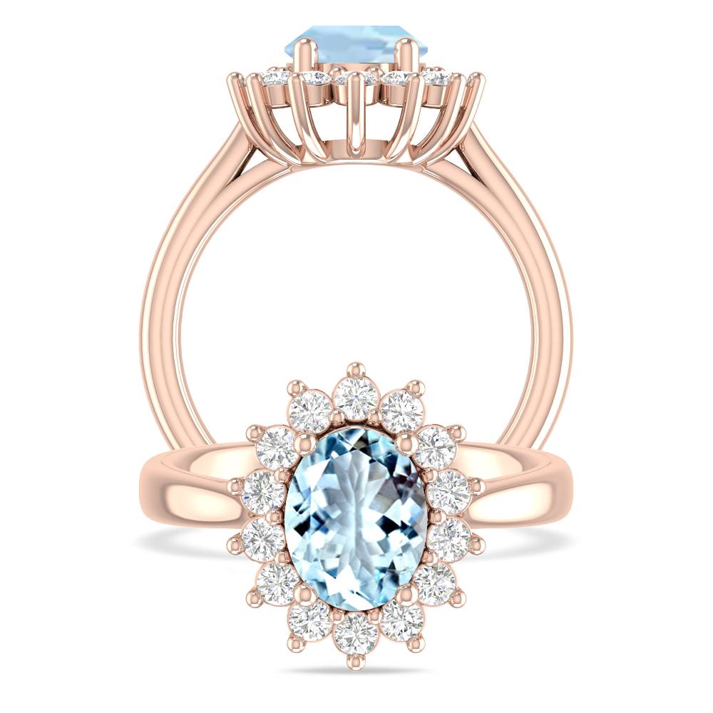 Rose Gold - Aquamarine