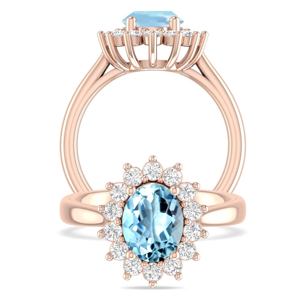 Rose Gold - Aquamarine