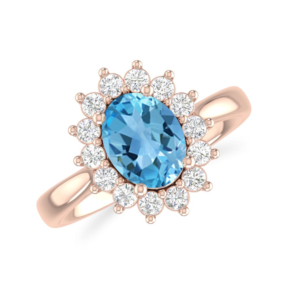 Rose Gold - Blue Topaz