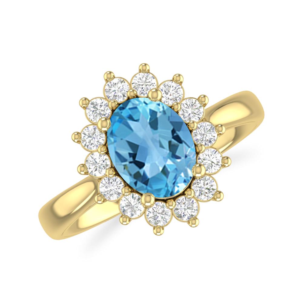 Yellow Gold - Blue Topaz