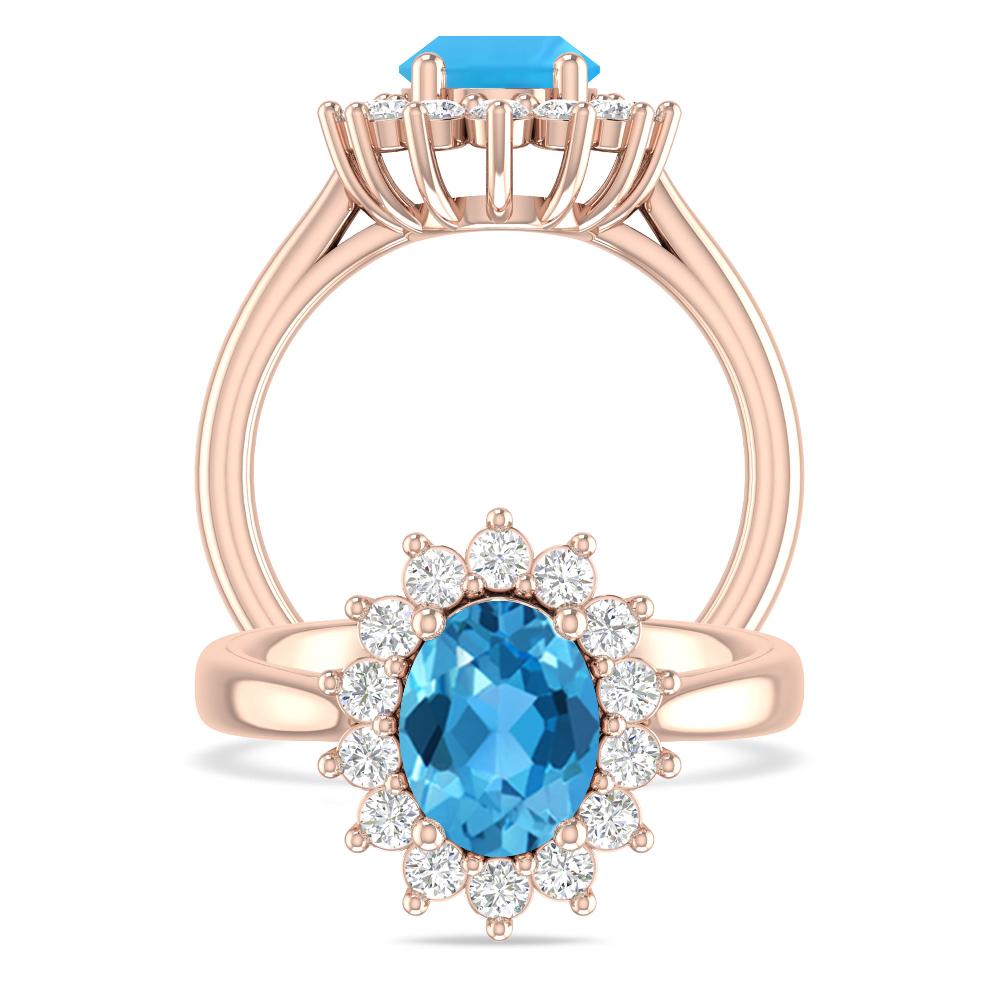 Rose Gold - Blue Topaz