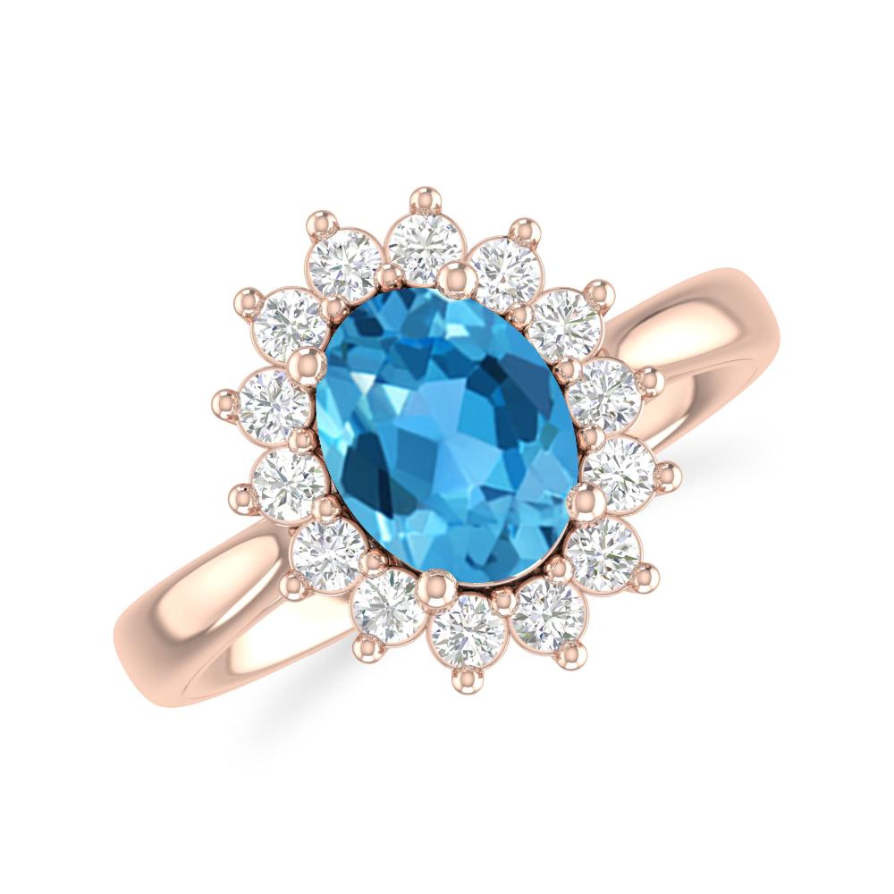 Rose Gold - Blue Topaz