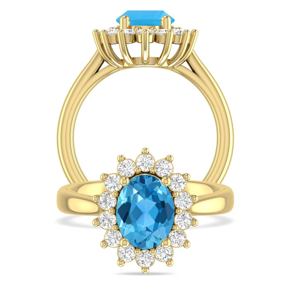 Yellow Gold - Blue Topaz