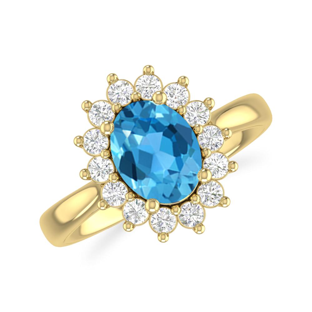 Yellow Gold - Blue Topaz
