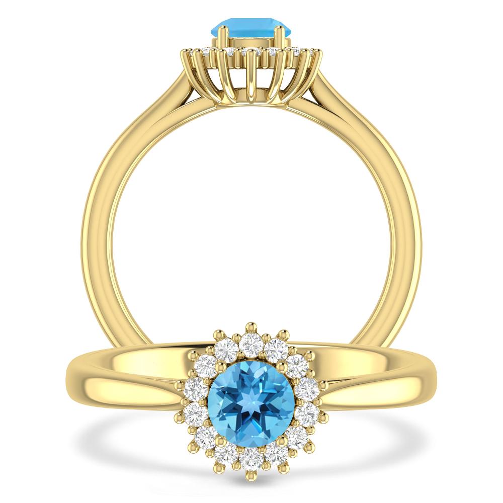 Yellow Gold - Blue Topaz