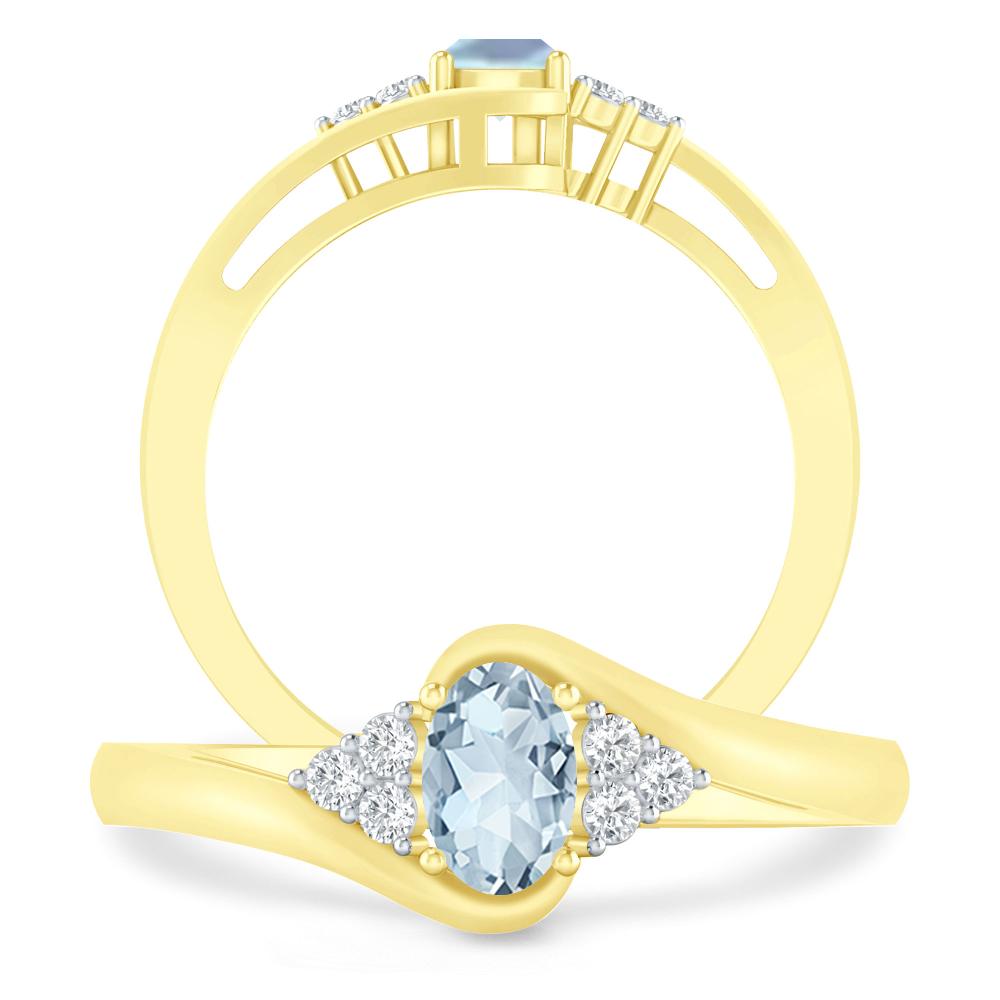 Yellow Gold - Aquamarine