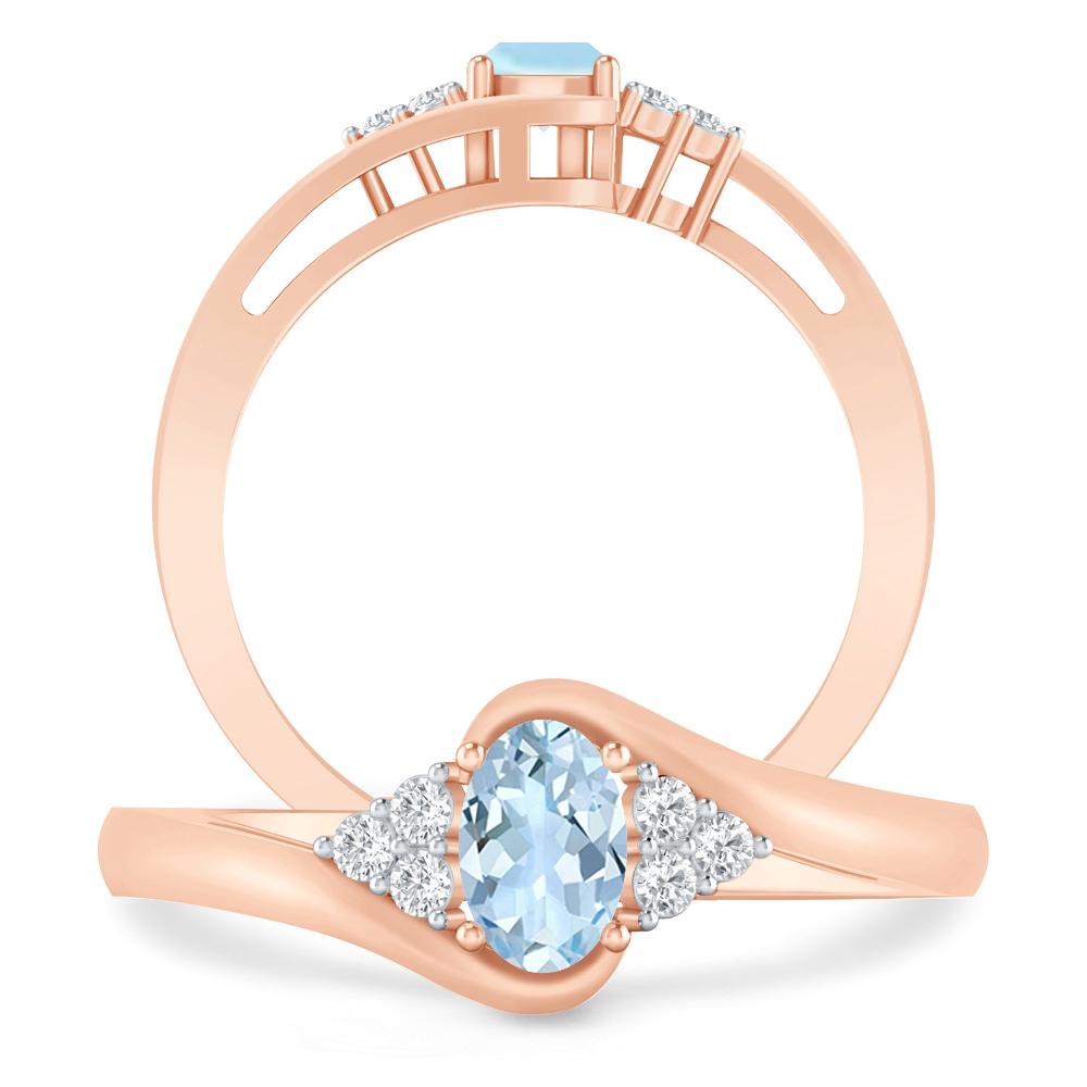 Rose Gold - Aquamarine