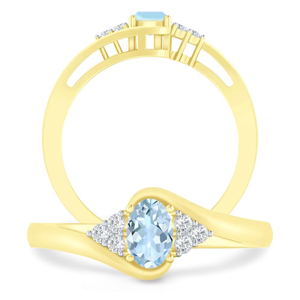 Yellow Gold - Aquamarine