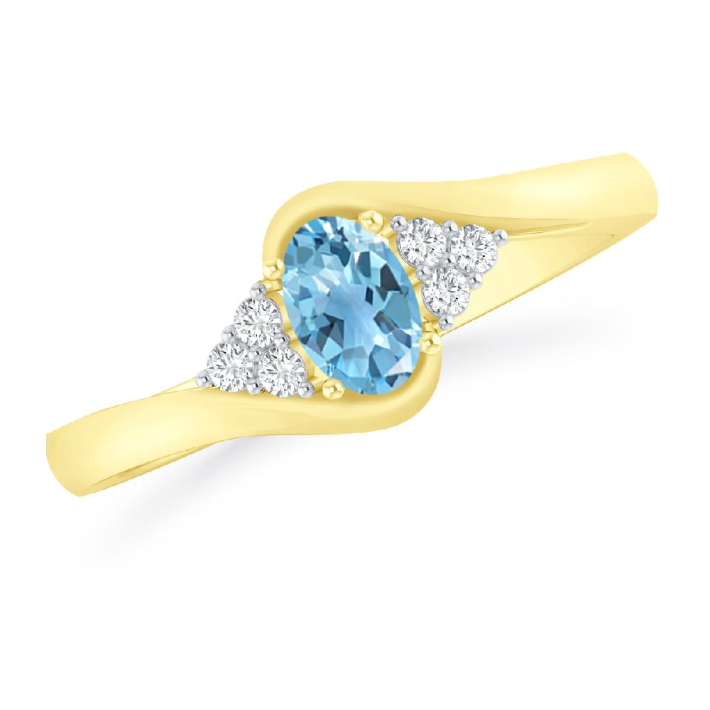 Yellow Gold - Blue Topaz